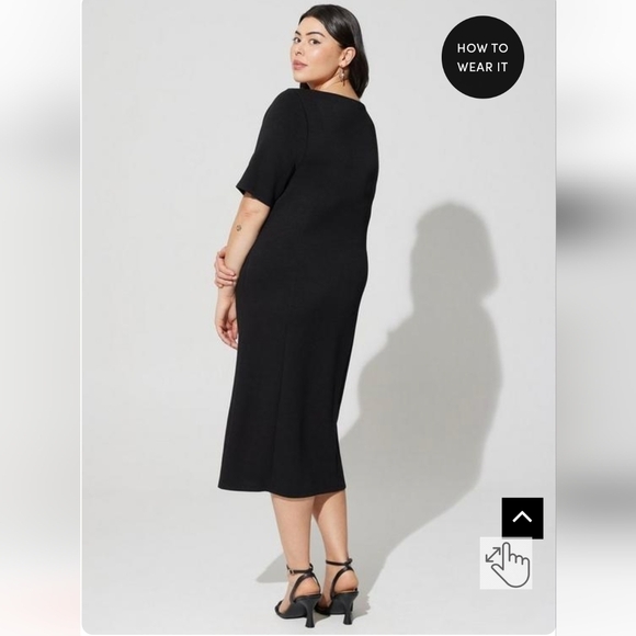 TORRID Midi Studio Cupro boatneck Bodycon Dress, black size 2x or 3x - Picture 4 of 12